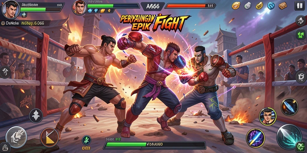 Tampilan gameplay intens dari AA666 dengan pertarungan yang seru.