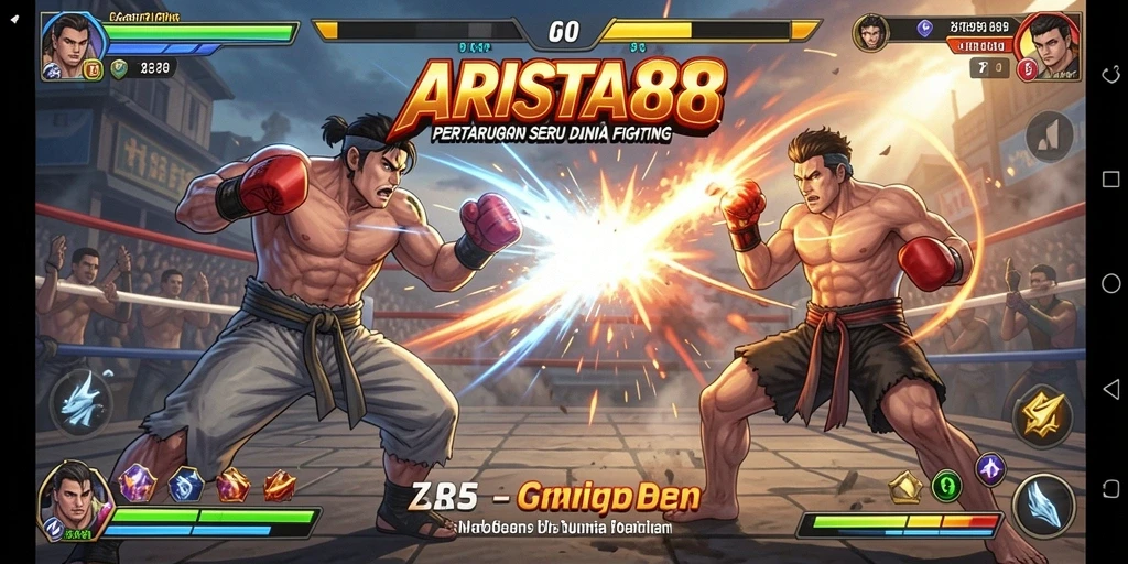 Screenshot utama ARISTA88 menampilkan momen pertarungan yang seru.