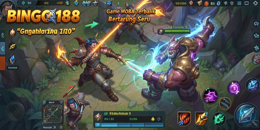 Tampilan gameplay BINGO188 dengan pertarungan seru antara karakter.