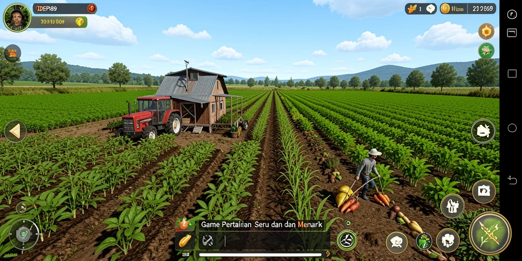 Gameplay DEPO89 menampilkan aktivitas berkebun yang interaktif dan menyenangkan.