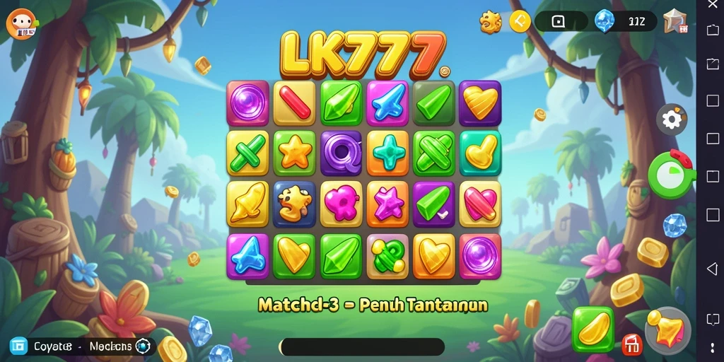 Tampilan gameplay seru LK777 menampilkan tantangan Match-3 yang menarik.