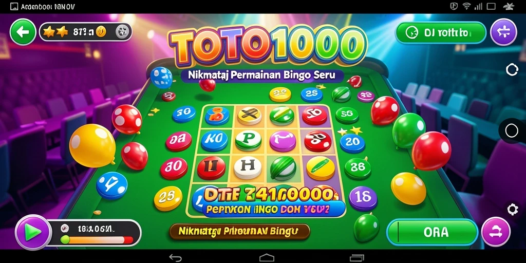 Screenshot TOTO1000 menampilkan gameplay Bingo yang menarik.